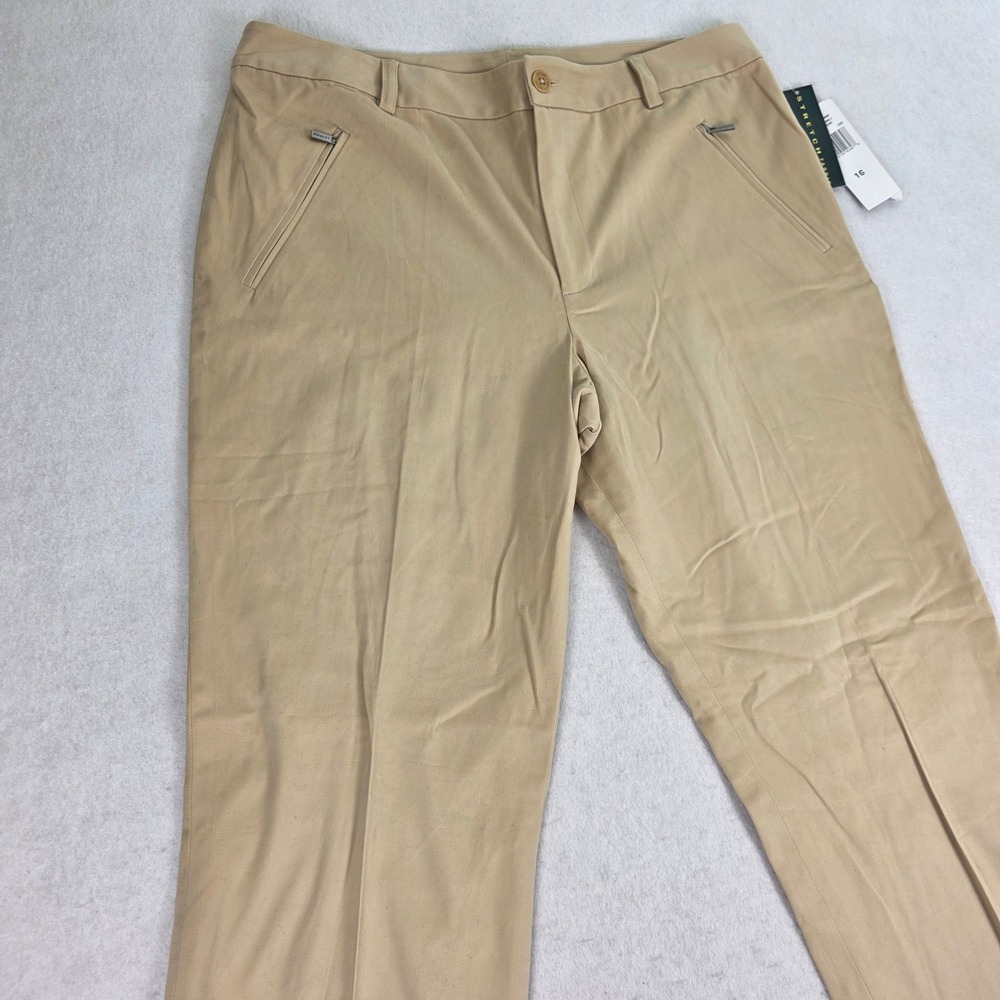 Lauren Ralph Lauren Women 16 Pants Tan NWT Stretch Zip Pockets Palomino Chino